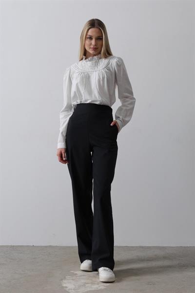 Beli Yarım Lastikli Palazzo Pantolon - Lacivert