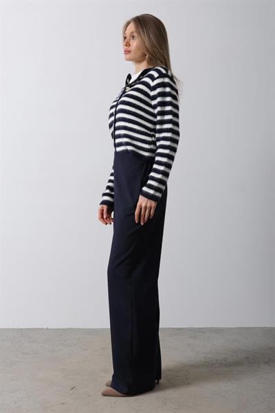 Beli Yarım Lastikli Palazzo Pantolon - Lacivert