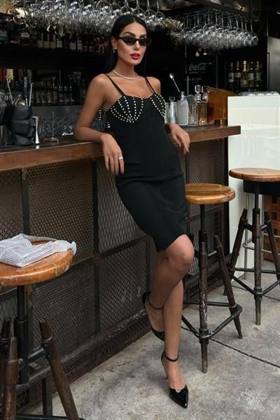 Belina Taş Detaylıı Mini Elbise 2804