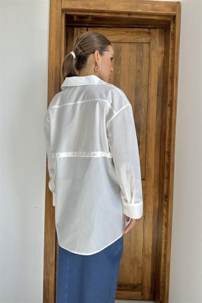 Beyaz Beli Ayrılabilen Poplin Gömlek