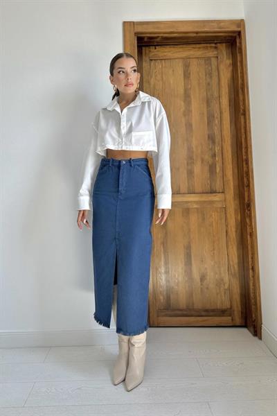 Beyaz Beli Ayrılabilen Poplin Gömlek