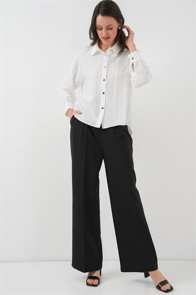 Beyaz Gümüş Çizgili Gömlek 5924