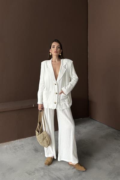 Beyaz Oversize Müslin Takım