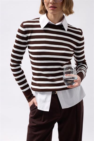 Bisiklet Yaka Çizgili Bluz