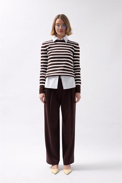 Bisiklet Yaka Çizgili Bluz