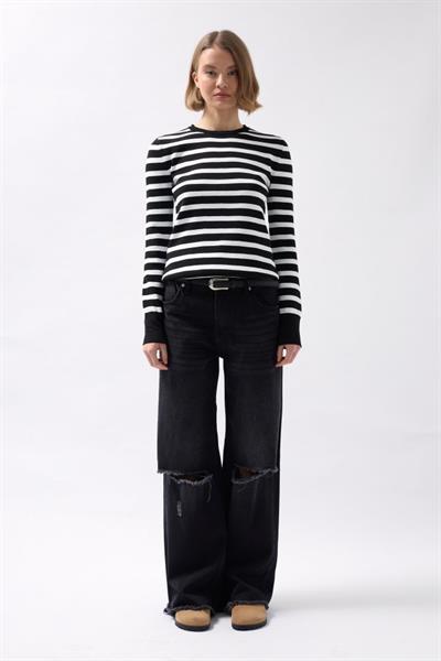 Bisiklet Yaka Çizgili Bluz