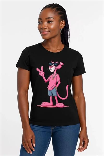 Bisiklet Yaka Kısa Kollu Baskılı T-shirt - Siyah