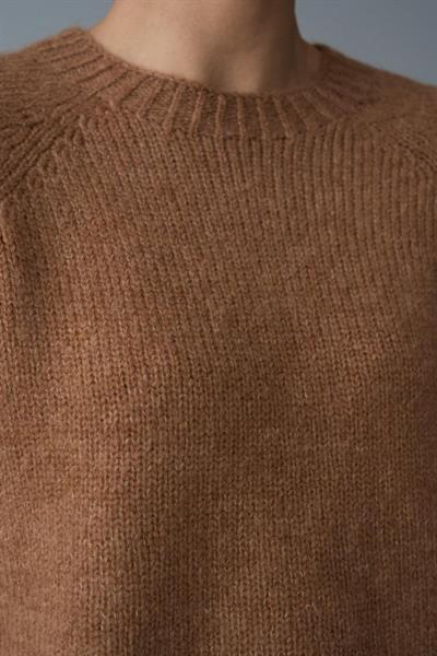 Bisiklet Yaka Reglanlı Kısa Kol Kazak - Camel