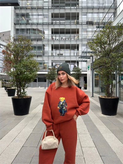 Bisiklet Yaka Üç İplik Sweat Takım - Kiremit