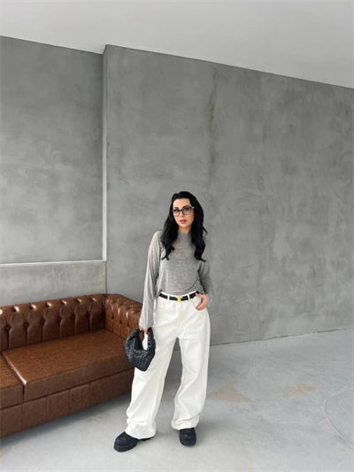 Bisiklet Yaka Uzun Kollu Crop - Gri