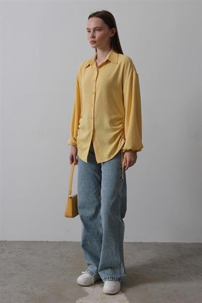 Biye Detaylı Ayrobin Gömlek - Sarı