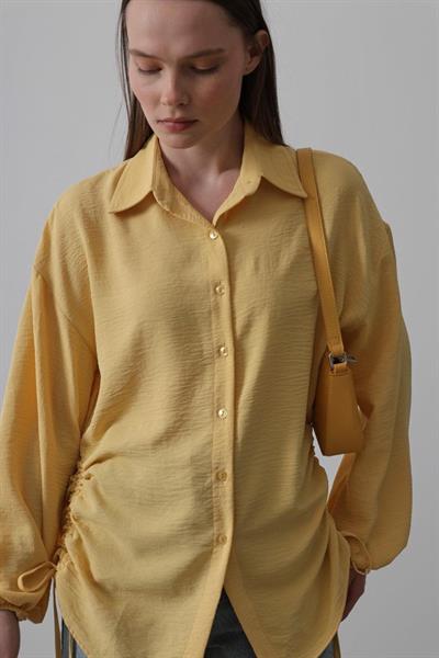 Biye Detaylı Ayrobin Gömlek - Sarı