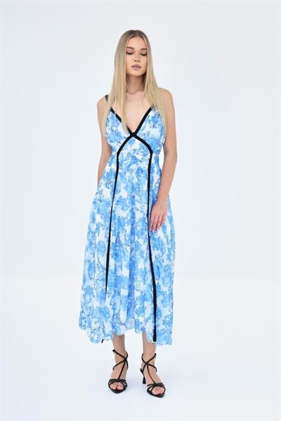 Biyeli Elbise - Mavi