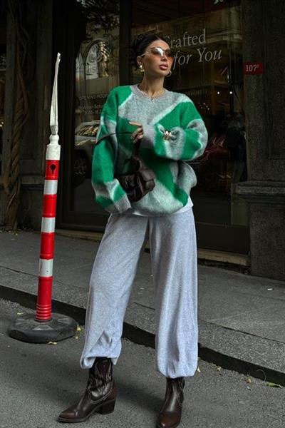 Blok Desen Neon Triko Kazak 1345