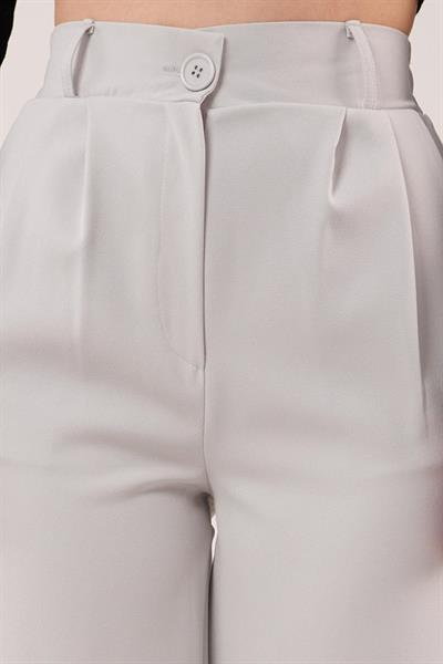 Bol Paça Piliseli Gri Pantolon