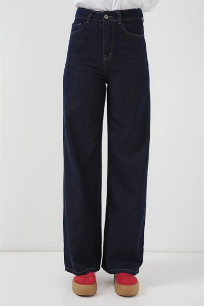 Bol Paça Yüksek Bel Palazzo Kot Pantolon 6656 - K. Lacivert