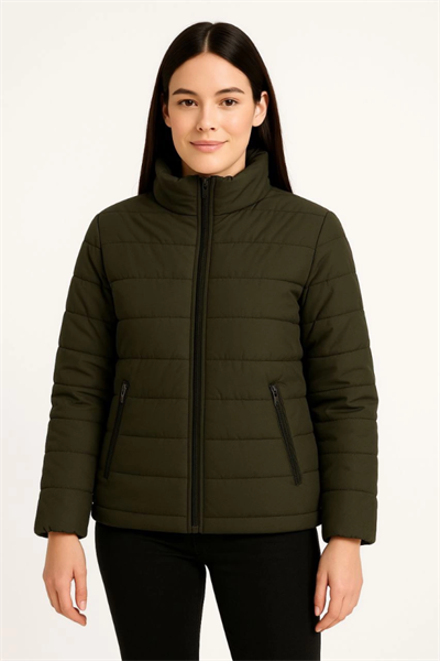 Bomber Mont Ceket – Su İtici Kumaş, Kapitone Astarlı, Fermuarlı, Kışlık - Haki