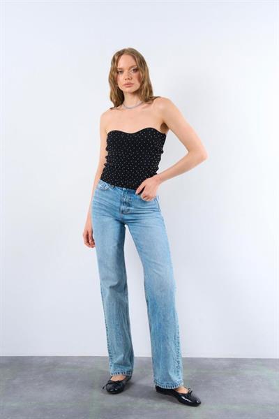 Boncuklu Büstiyer - Siyah