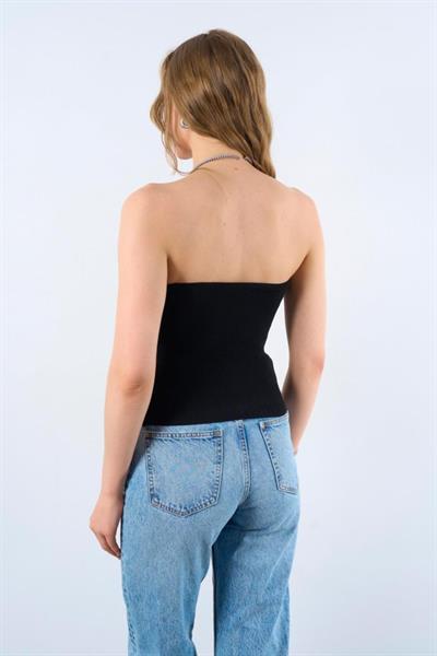 Boncuklu Büstiyer - Siyah