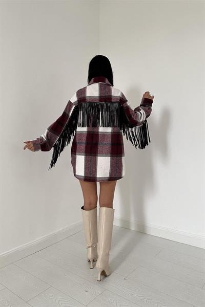 Bordo Arkası Püsküllü Gömlek