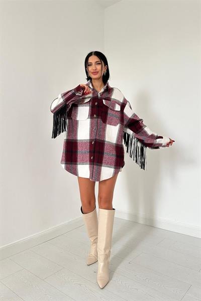 Bordo Arkası Püsküllü Gömlek