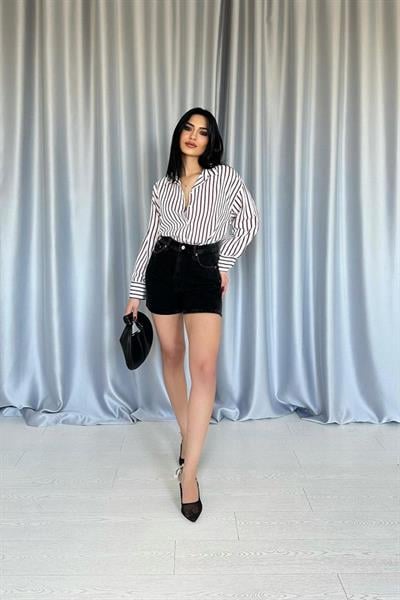 Bordo Çizgili Gömlek