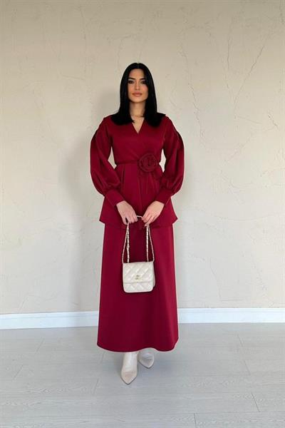 Bordo Gül Detaylı Takım