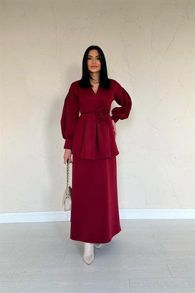 Bordo Gül Detaylı Takım