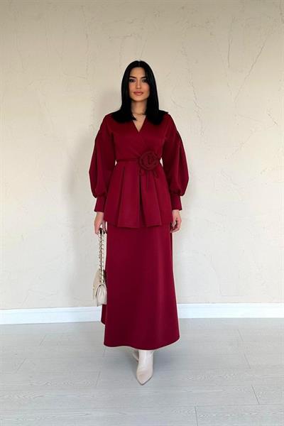 Bordo Gül Detaylı Takım