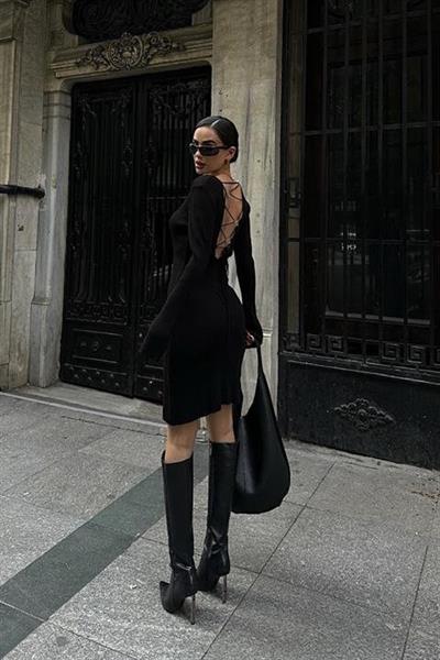 Brigita Sırt Dekolteli Triko Elbise 2532-01