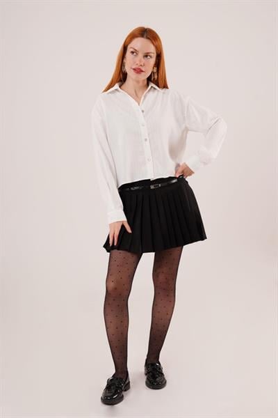 Bronz Çizgili Beyaz Gömlek