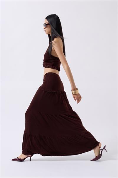 Büzgü Detay Asimetrik Bel Etek