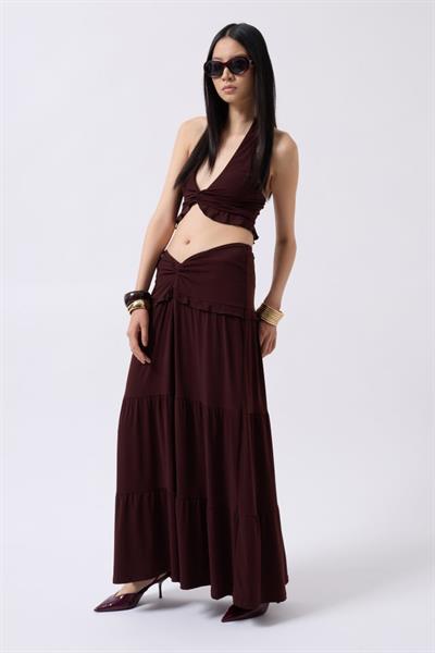 Büzgü Detay Asimetrik Bel Etek