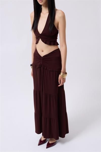 Büzgü Detay Asimetrik Bel Etek