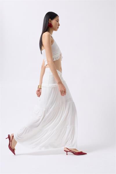 Büzgü Detay Asimetrik Bel Etek