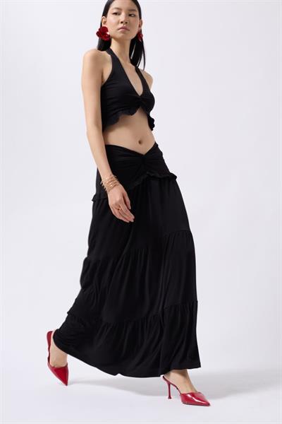 Büzgü Detay Asimetrik Bel Etek