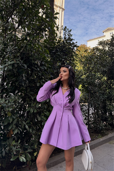 CEKET ELBİSE PENS DETAYLI - Lila