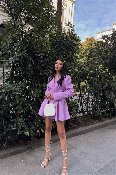 CEKET ELBİSE PENS DETAYLI - Lila