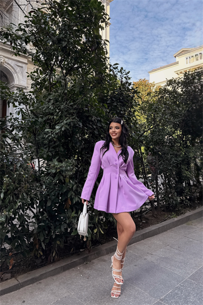 CEKET ELBİSE PENS DETAYLI - Lila