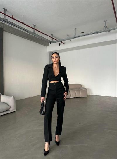 CEKET YAKA BEL DEKOLTELİ TULUM - Siyah