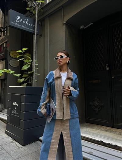 CHANEL GARNİLİ KOT MONT - Bej