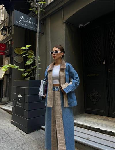 CHANEL GARNİLİ KOT MONT - Bej