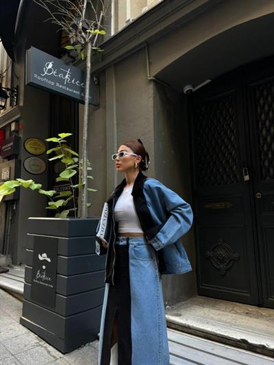 CHANEL GARNİLİ KOT MONT - Siyah