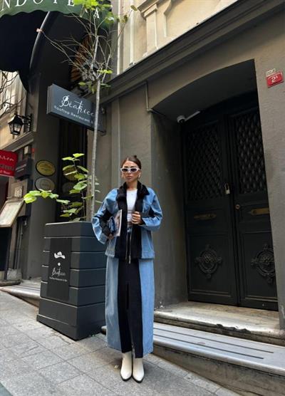 CHANEL GARNİLİ KOT MONT - Siyah