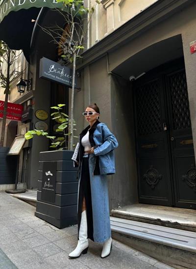 CHANEL GARNİLİ KOT MONT - Siyah