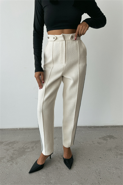 CHANEL PANTOLON YAN BİYELİ - Beyaz