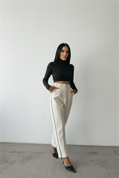 CHANEL PANTOLON YAN BİYELİ - Beyaz