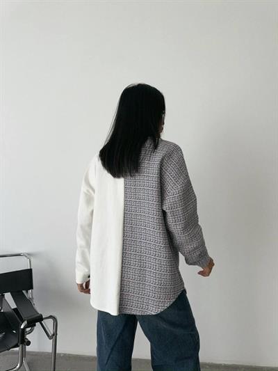 CHANEL PARÇALI GÖMLEK - Mavi-Ekru