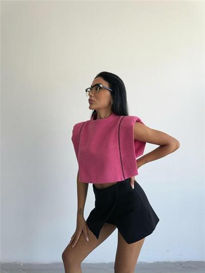 CHANEL VATKALI CROP BLUZ - Fuşya