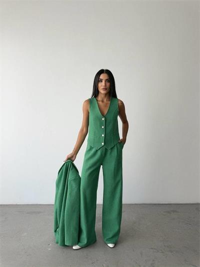 CHANEL YELEK-CEKET-PANTOLON TAKIM - Yeşil